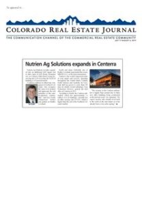 "Nutrien Ag Solutions expands in Centerra," CREJ, July 17-Aug 6, 2019.